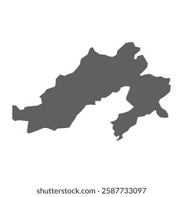 A vector gray map of the Arunachal Pradesh State of India.