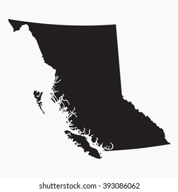 Vector gray map British Columbia. Isolated vector Illustration. Black on Grey background. EPS Illustration.