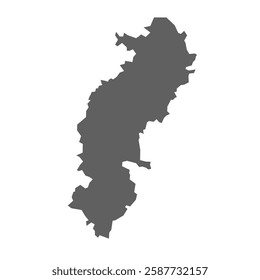 A vector gray map of the Chhattisgarh State of India. 