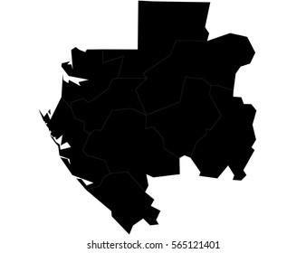 Vector gray map Gabon. Isolated vector Illustration. Black on white background. EPS Illustration