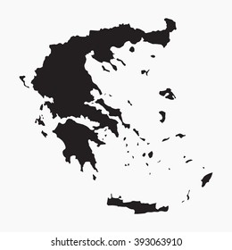 Vector gray map Greece. Isolated vector Illustration. Black on Grey background. EPS Illustration.