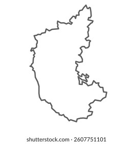 A vector gray map of the Karnataka State of India.