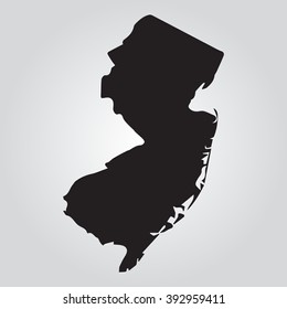 Vector gray map New Jersey. Grey on gradient background. Isolated vector Illustration. Black on Gradient background. EPS Illustration.