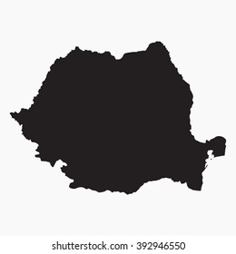 Vector gray map Romania. Isolated vector Illustration. Black on Grey background. EPS Illustration.