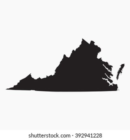 Vector gray map Virginia. Isolated vector Illustration. Black on Grey background. EPS Illustration.