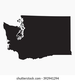 Vector gray map Washington. Isolated vector Illustration. Black on Grey background. EPS Illustration.