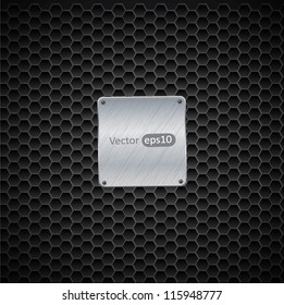Vector gray metal plate on dark background