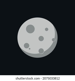 vector gray moon. flat image of a satellite of the earth with craters.