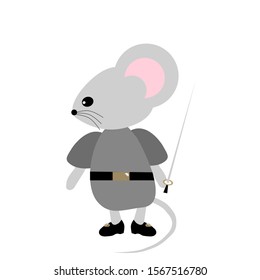 Vector gray mouse in a suit