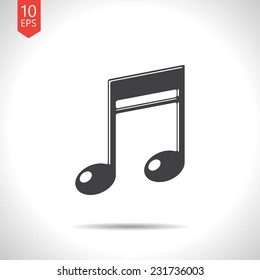 Vector gray music flat icon with shadow. Eps10