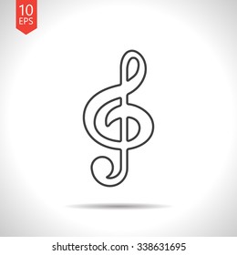 Vector gray music icon on white background 