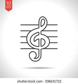 Vector gray music icon on white background 