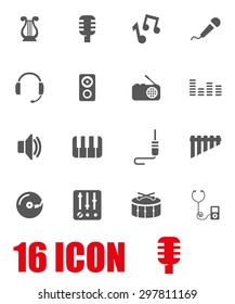 Vector gray music icon set.