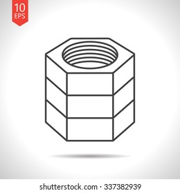 Vector gray nut icon on white background 