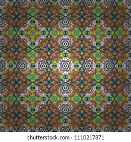 Vector gray, orange and blue seamless background pattern with rhombuses.