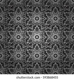 Vector gray pattern. Seamless gray textured curls. Oriental style arabesques. Background with gray elements. Vector illustration.
