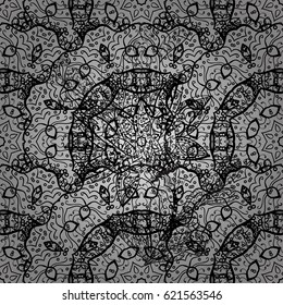 Vector gray pattern. Seamless textured curls. Oriental style arabesques gray pattern on a background with gray elements.