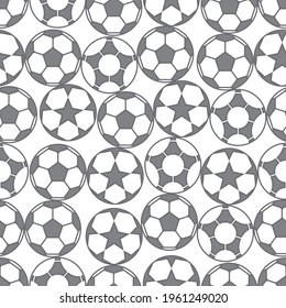 Vector gray pattern of soccer balls. Sport illustration texture.