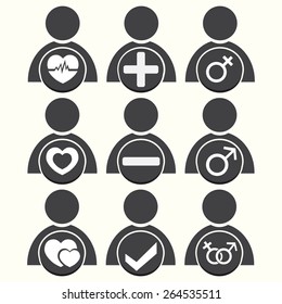 vector gray people icon set illustration