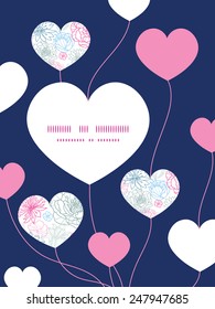 Vector gray and pink lineart florals heart symbol frame pattern invitation greeting card template