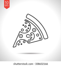 Vector gray pizza icon on white background 