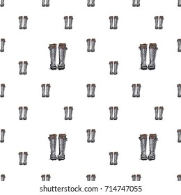 Vector gray polka dot wellies with socks illustration. Seamless pattern in watercolor style. Background for decoration seasonal celebration, fabrics, textile, greeting card and web banner.