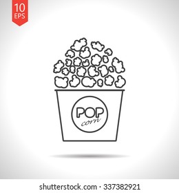 Vector gray pop corn icon on white background 