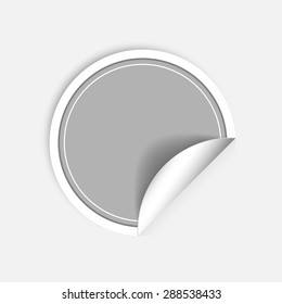 Vector gray round stickers with curled edge isolated on white background