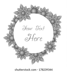 vector gray rounded frame containing many little flowers