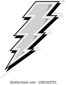 Vector Gray Scale Illustration Of Lightning Bolt Symbol With Drop Shadow And Highlights Logo Template Easy To Edit