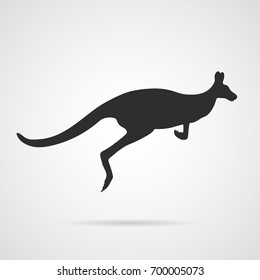 Vector Gray Silhouette of Jumping Kangaroo