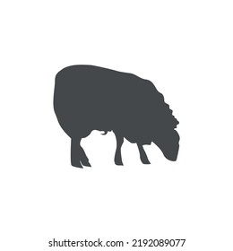 Vektorgrau-Silhouette von Schafen, flaches Bauerndesign für Nutztiere.