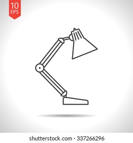 Vector gray table-lamp icon on white background 