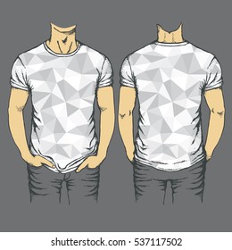 Vector gray t-shirt template. Top and back side of empty gray templates t-shirts
