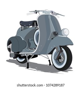 Vector Gray  Vintage Retro Scooter  isolated on white background