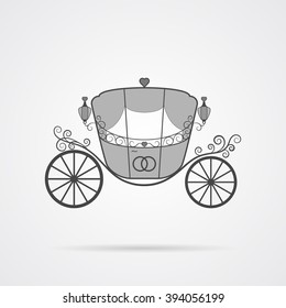 Vector Gray Wedding Carriage Icon over light gray background. Simple element for your wedding designs, wedding business projects, logo, web and other your projects