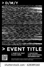 vector grayscale abstract digital glitch art interference noise design flyer poster banner template isolated background

