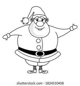 Vector grayscale image of Santa Claus