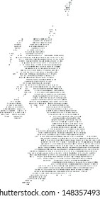 Vector Great Britain map filled with a texture of horizontally arranged gray circles