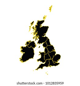 Vector Great Britain Pictogram, Detailed black and white map of United Kingdom.