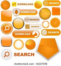 Vector great collection of orange elements for web