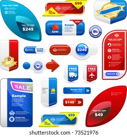 Vector great collection of sale elements. Free coupon and sticker set.