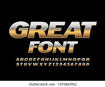 Vector Gran Fuente de Oro. Letras y número de alfabetos exclusivos.