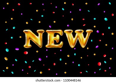 vector great of gold new balloon signs word-sign, lettering, art