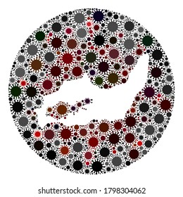 Vector Great Inagua Island mapa mosaico del virus de la gripe. La infección ataca el territorio de bloqueo desde la zona externa. Collage del mapa de la Isla Gran Inagua diseñado con elementos de infección.