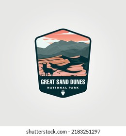 vector of great sand dunes logo patch illustration design, us national park emblem design