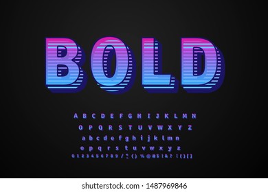 Vector great typeface 3d bold typography sans serif style for poster, decoration, promotion, book, t shirt, sale banner, printing on fabric. Cool modern alphabet. Trendy font. 10 eps
