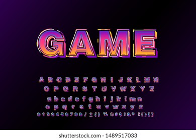 Vector great typeface 3d bold typography sans serif style for poster, decoration, promotion, book, t shirt, sale banner, printing on fabric. Cool modern alphabet. Trendy font. 10 eps