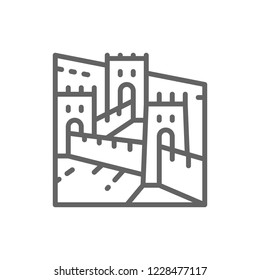 Vector Great Wall of China, landmark line icon. Symbol and sign illustration design. Isolated on white background