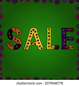 Vector. Excelente para envolver. Dejando. Sin inconveniente. Imágenes de moda dibujadas a mano con diseño de voz en colores verde, amarillo y violeta. Cartel de regalo, tarjeta.
